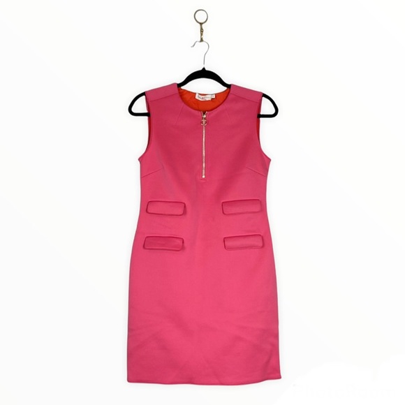Tory Burch Women’s Sleeveless Scuba Mini Dress with Zipper & Flap Pocket - Picture 4 of 10